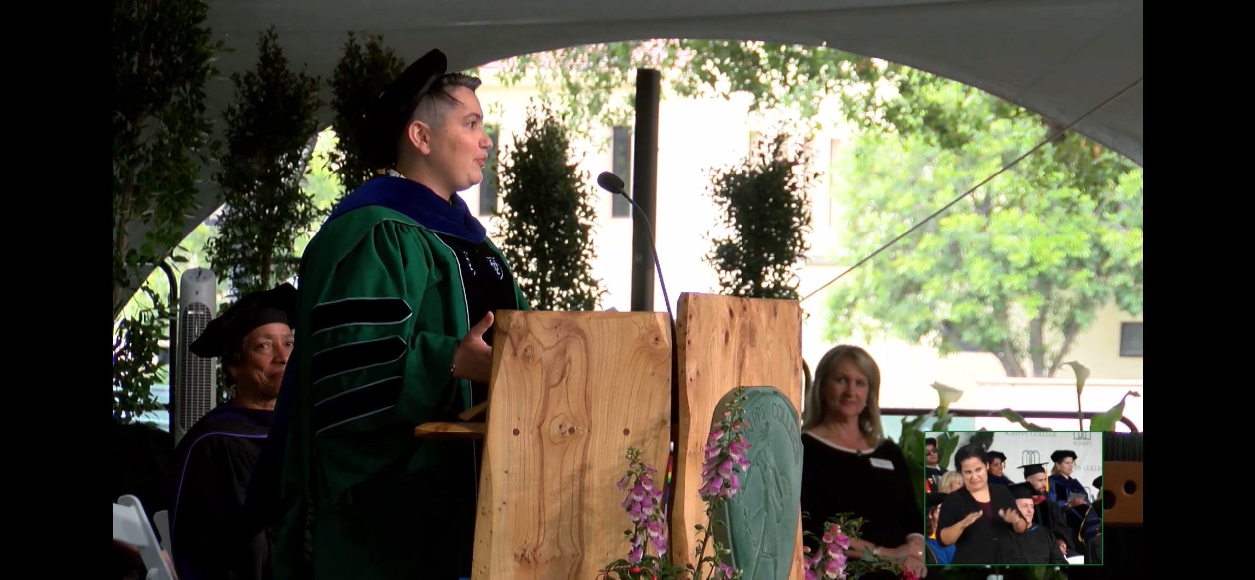 Dr. Cannon giving the Class of 2020 Commencement Speech at Scripps College