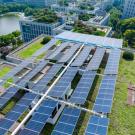 solar panels on a green roof